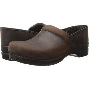 DANSKO Men's Leather Professional Slip-on Clogs ANTIQUE BROWN EU 45 US 11.5-12